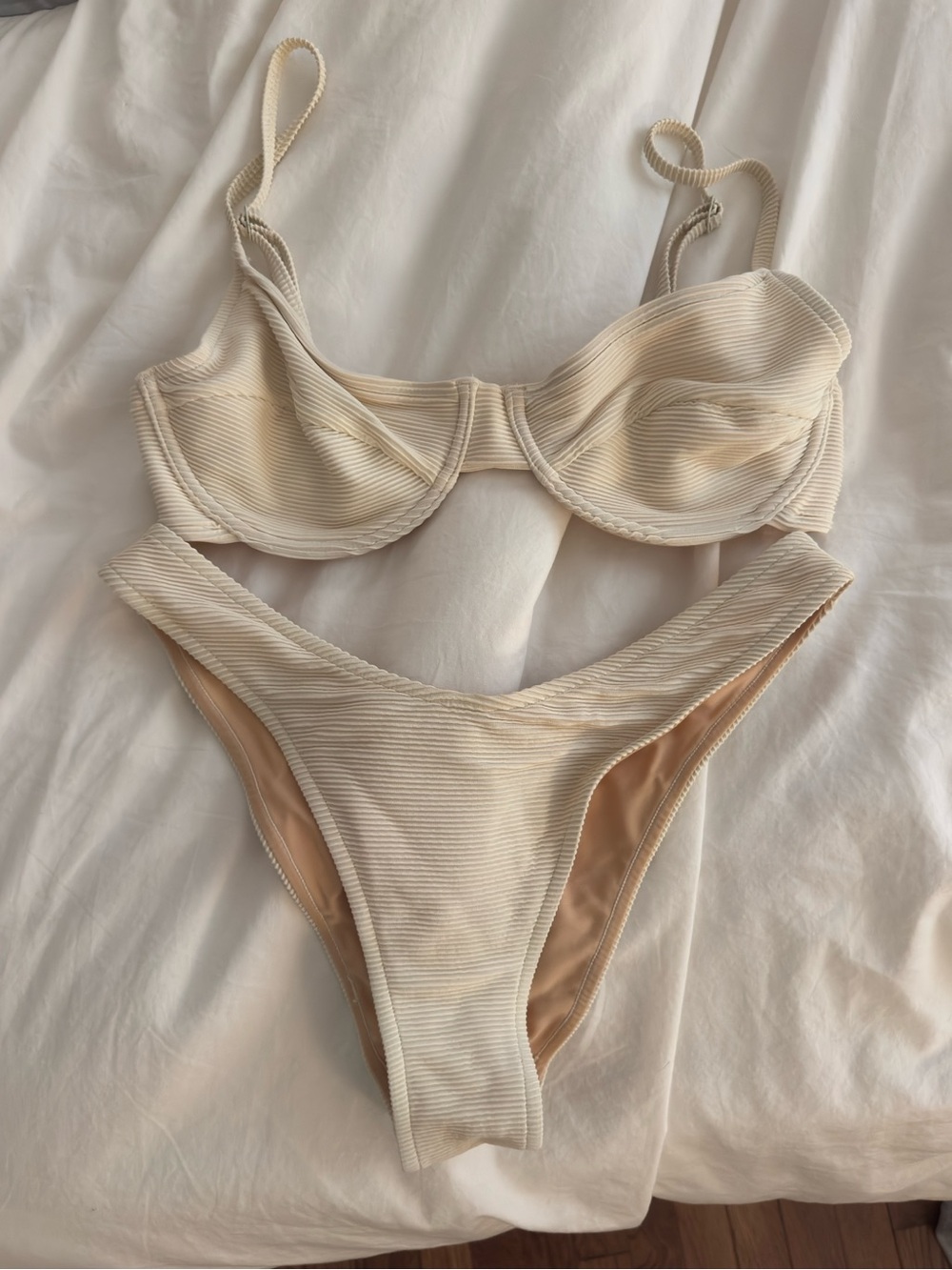 Zulu & Zephyr Balconette Bikini Top and Curve Brief Set in Coconut, S